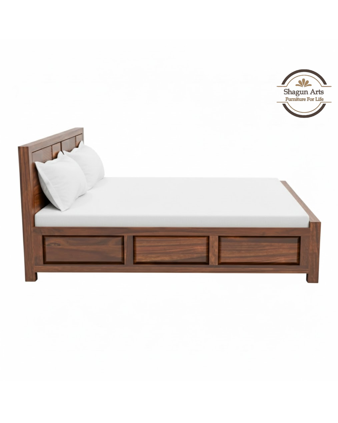Kinsley Solid Sheesham Wood King Size Bed in Natural Finish