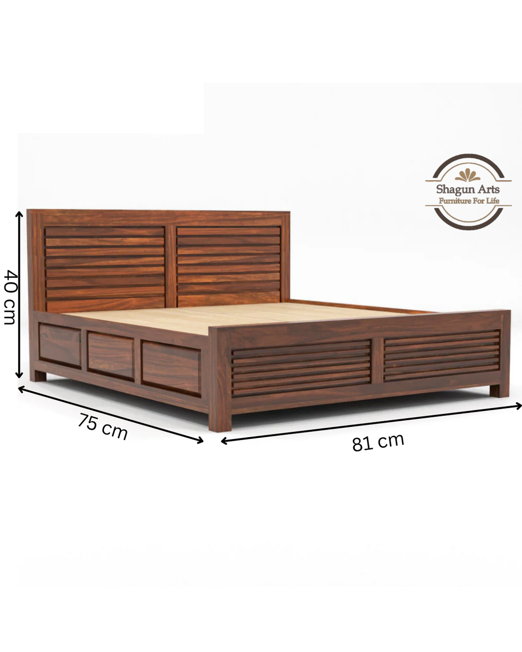 Jaxon Solid Sheesham Wood King Size Bed in Walnut Finish