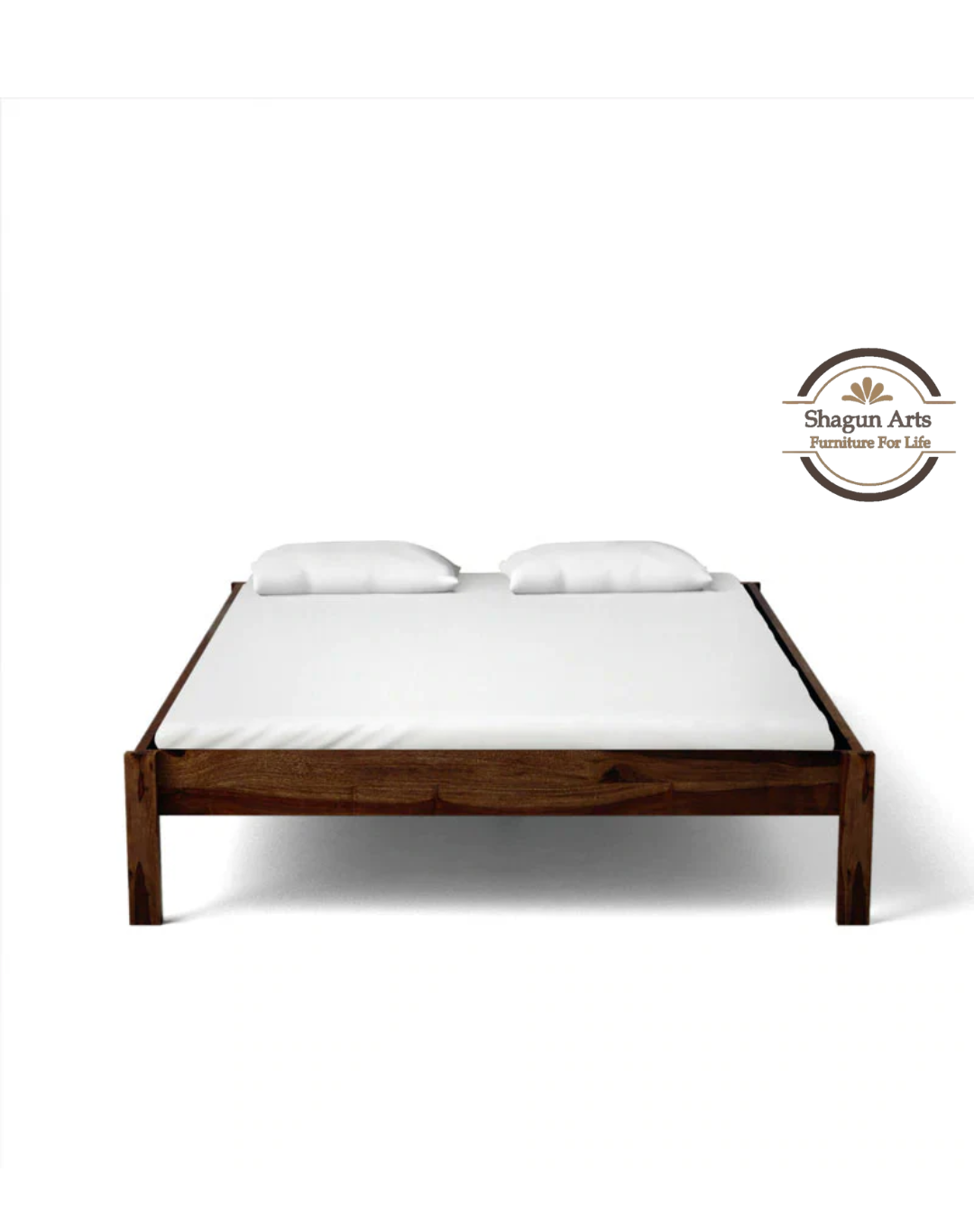 Upholstered Solid Wood Queen Size Bed in Provincial Teak Finish