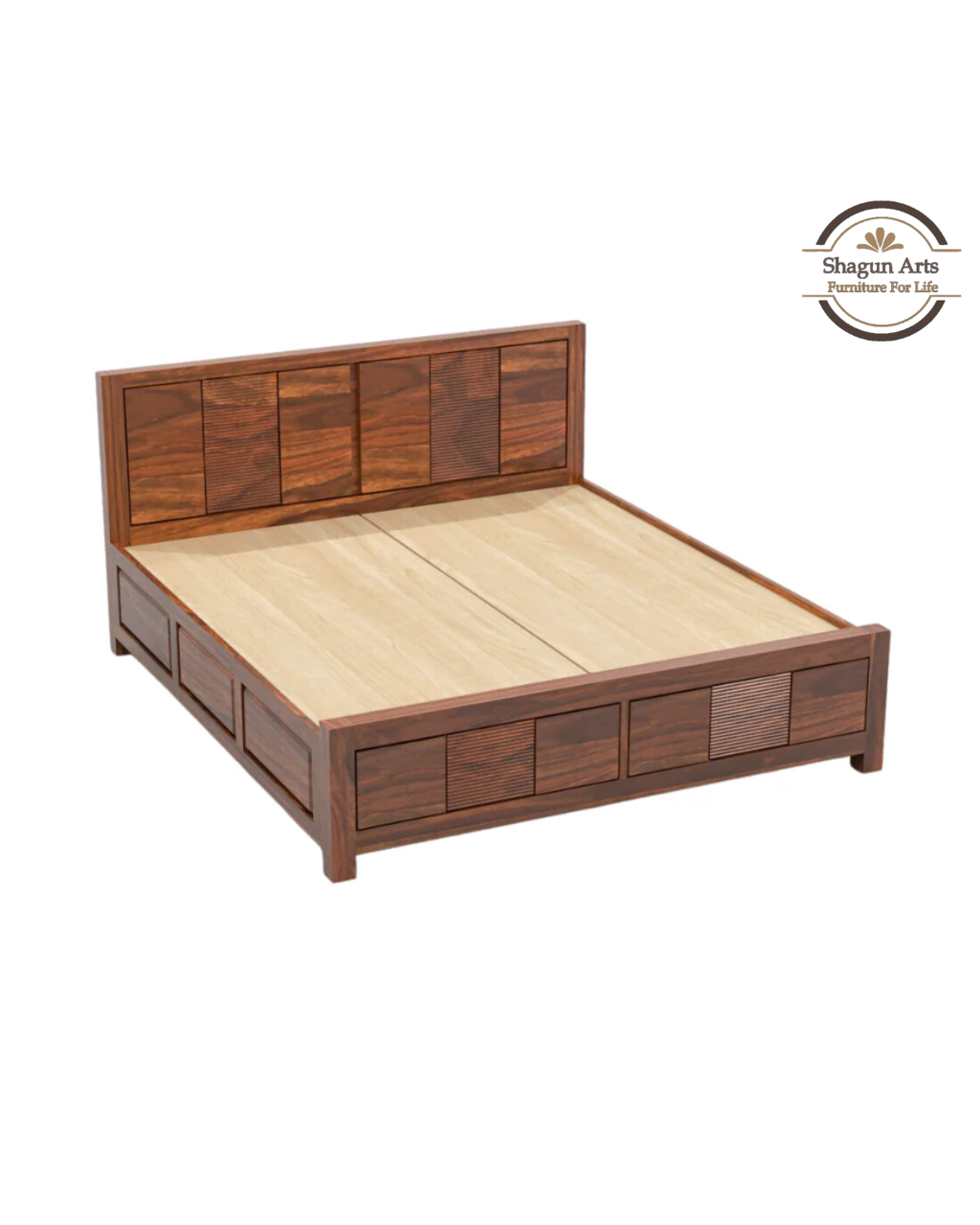 Kinsley Solid Sheesham Wood King Size Bed in Natural Finish
