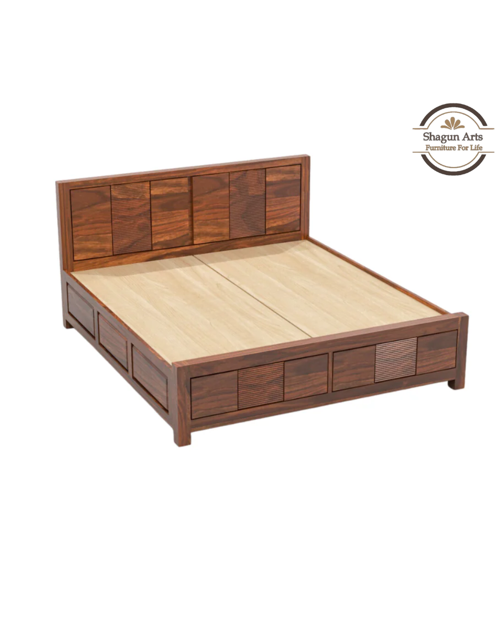 Kinsley Solid Sheesham Wood King Size Bed in Natural Finish