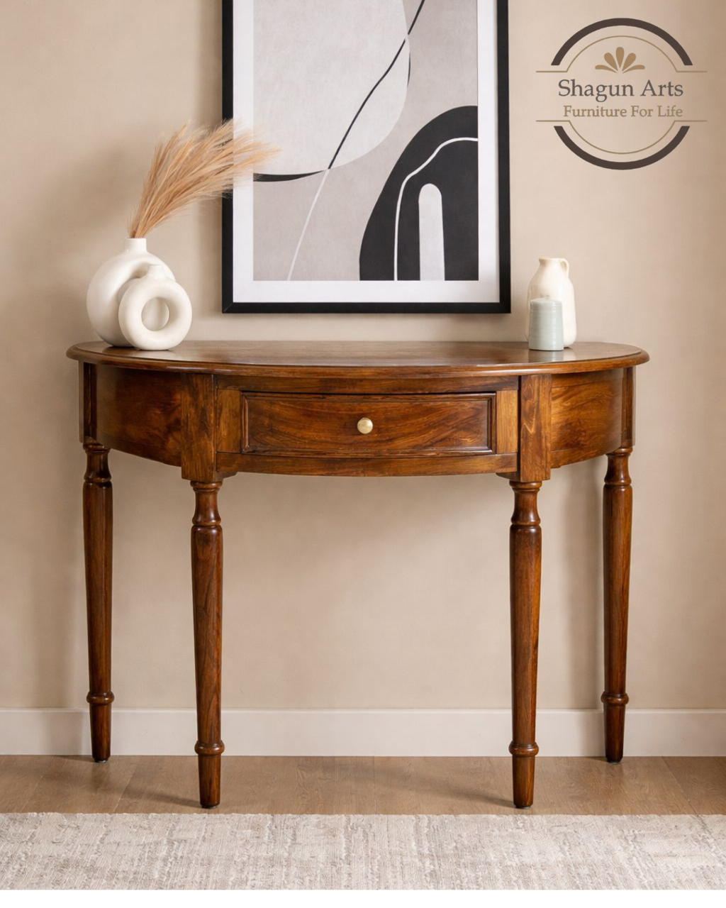 Solid Wood Console Table with Drawer for Entryway