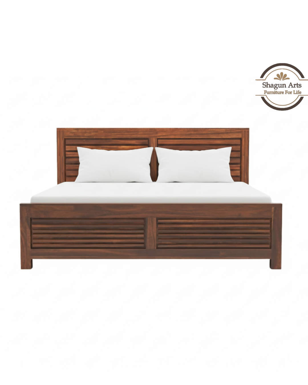Jaxon Solid Sheesham Wood King Size Bed in Walnut Finish