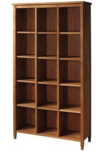 Abbey Solid Sheesham Wood 12-Compartment Open Bookshelf In Natural Brown Finish