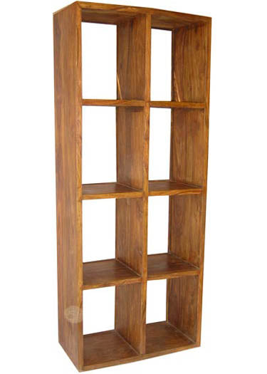 Hayao 8 Sheesham Bookshelf Cube Book Shelf In Natural Brown