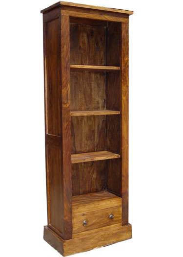 Segur Solid Sheesham Wood Bookshelf with Drawers In Natural Brown Finish
