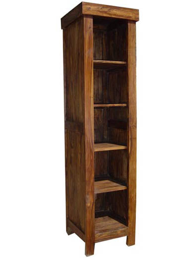 Stanfield Solid Sheesham Wooden 4-Tier Corner Book Shelf In Natural Brown Finish