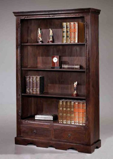 Bartolo Book Shelf with one Drawer in Dark Brown Finish