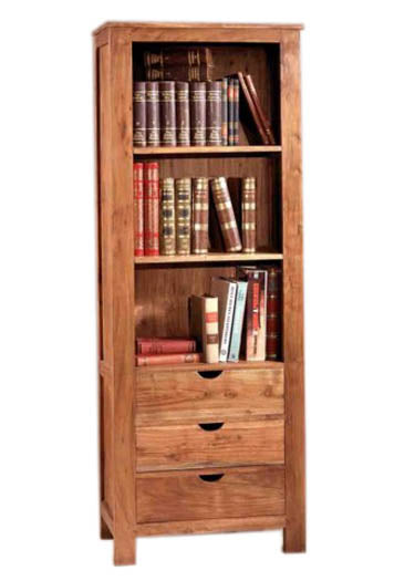 Hayao Solid Sheesham Wood Bookshelf with 3 Drawers
