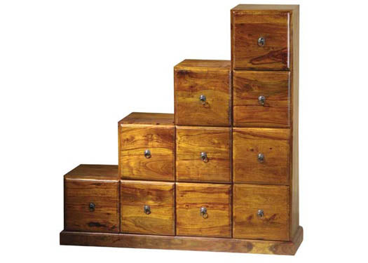 Magnum Solid Sheesham Wood step drawer chest