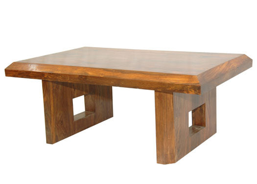 Modern Solid Sheesham Wood Dinning Table with Geometric Base