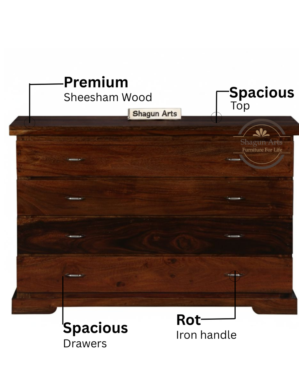 Abbey Wooden Chest of Drawer for Living Storage