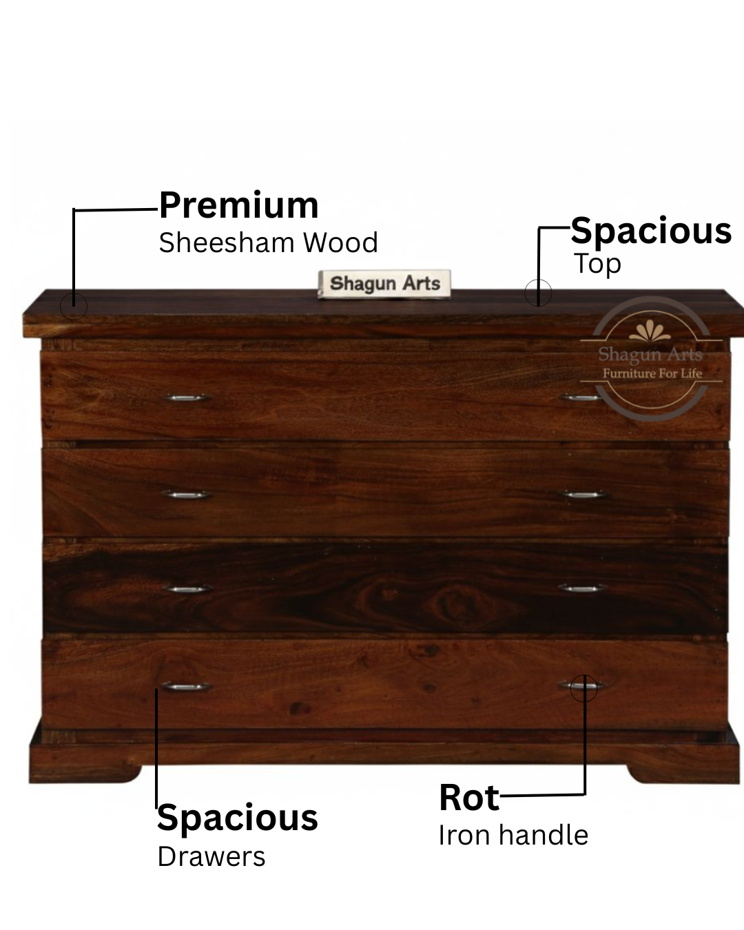 Abbey Wooden Chest of Drawer for Living Storage
