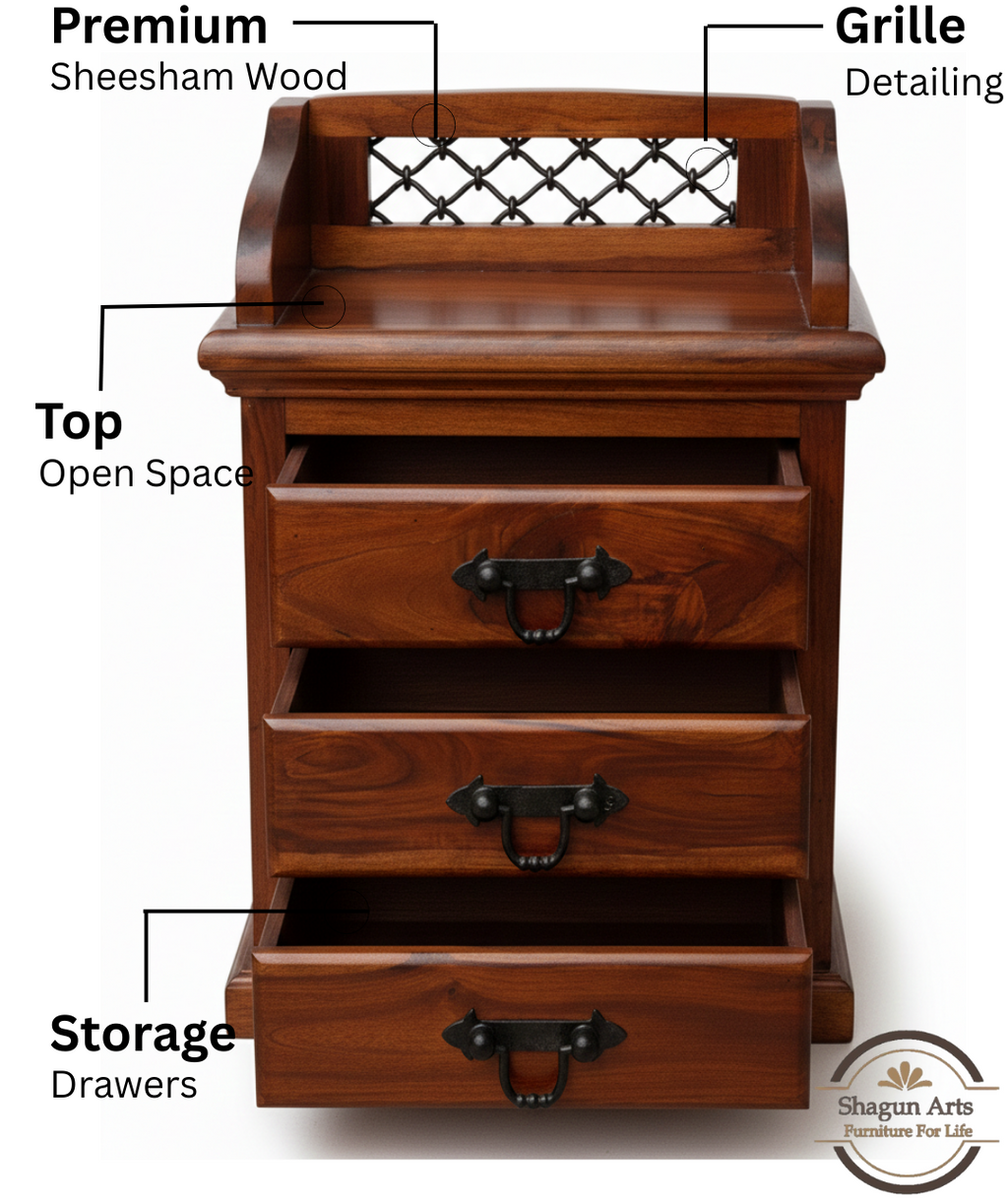 Solid Wood Bedside Table with Drawer