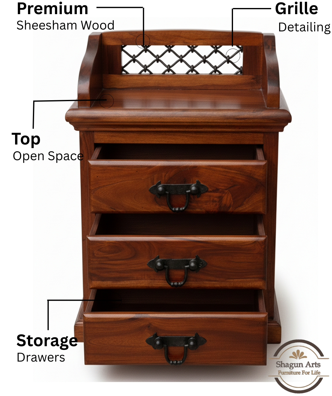 Solid Wood Bedside Table with Drawer