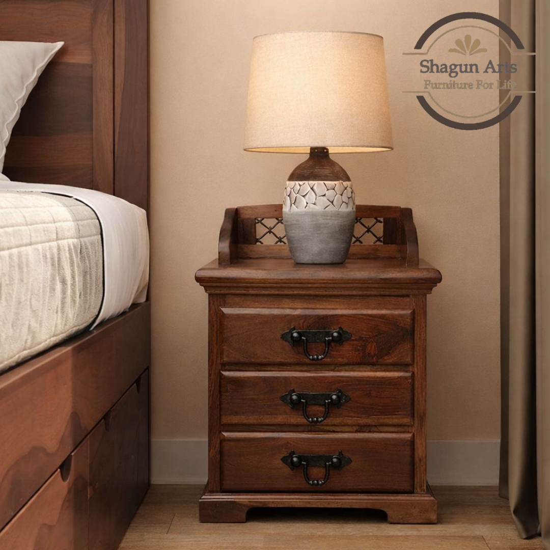Solid Wood Bedside Table with Drawer