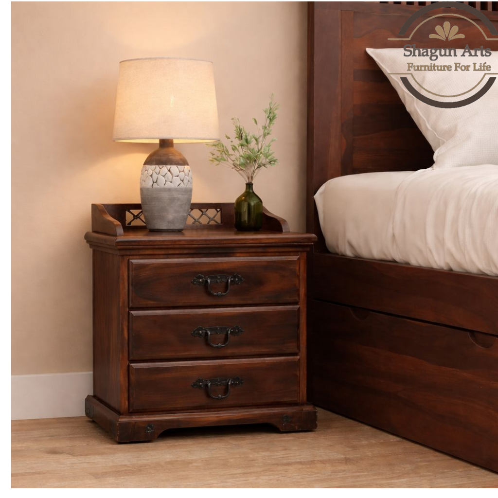Solid Wood Bedside Table with Drawer