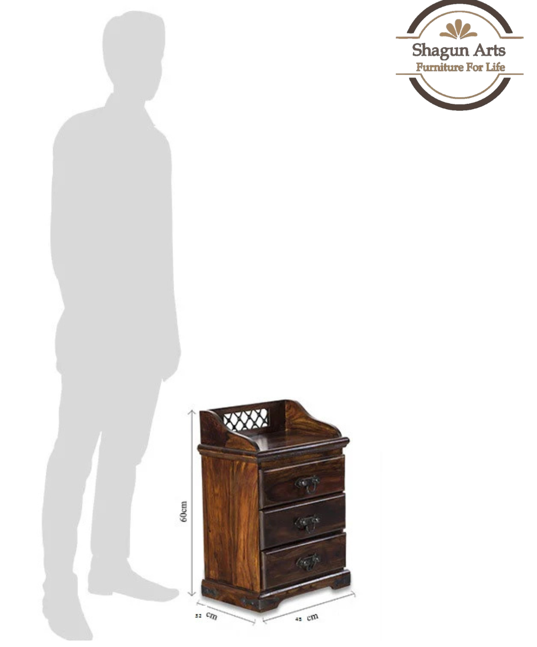 Solid Wood Bedside Table with Drawer