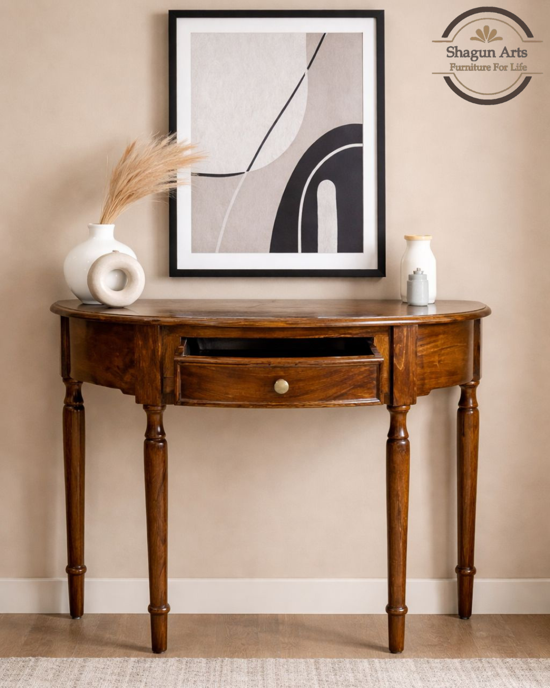 Solid Wood Console Table with Drawer for Entryway