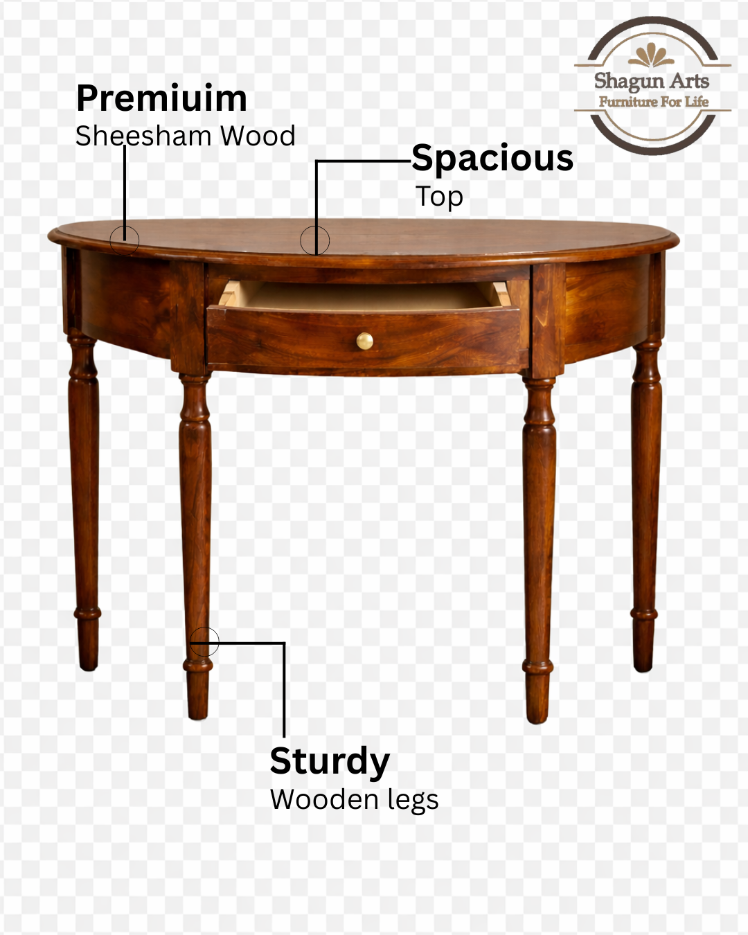 Solid Wood Console Table with Drawer for Entryway