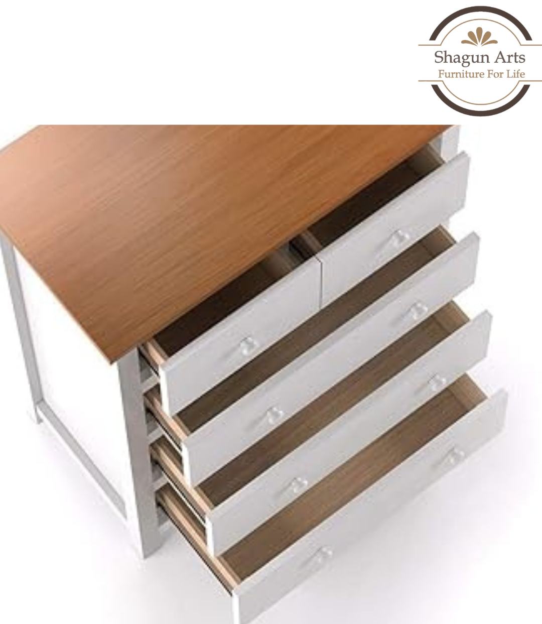 Wooden Chest of Drawer in White Finish