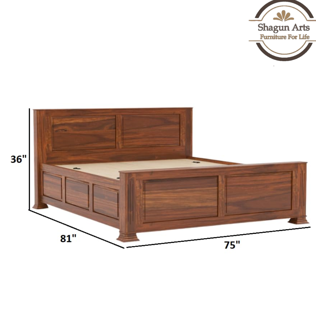 Calista Solid Sheesham Wood King Size Bed in Walnut Finish