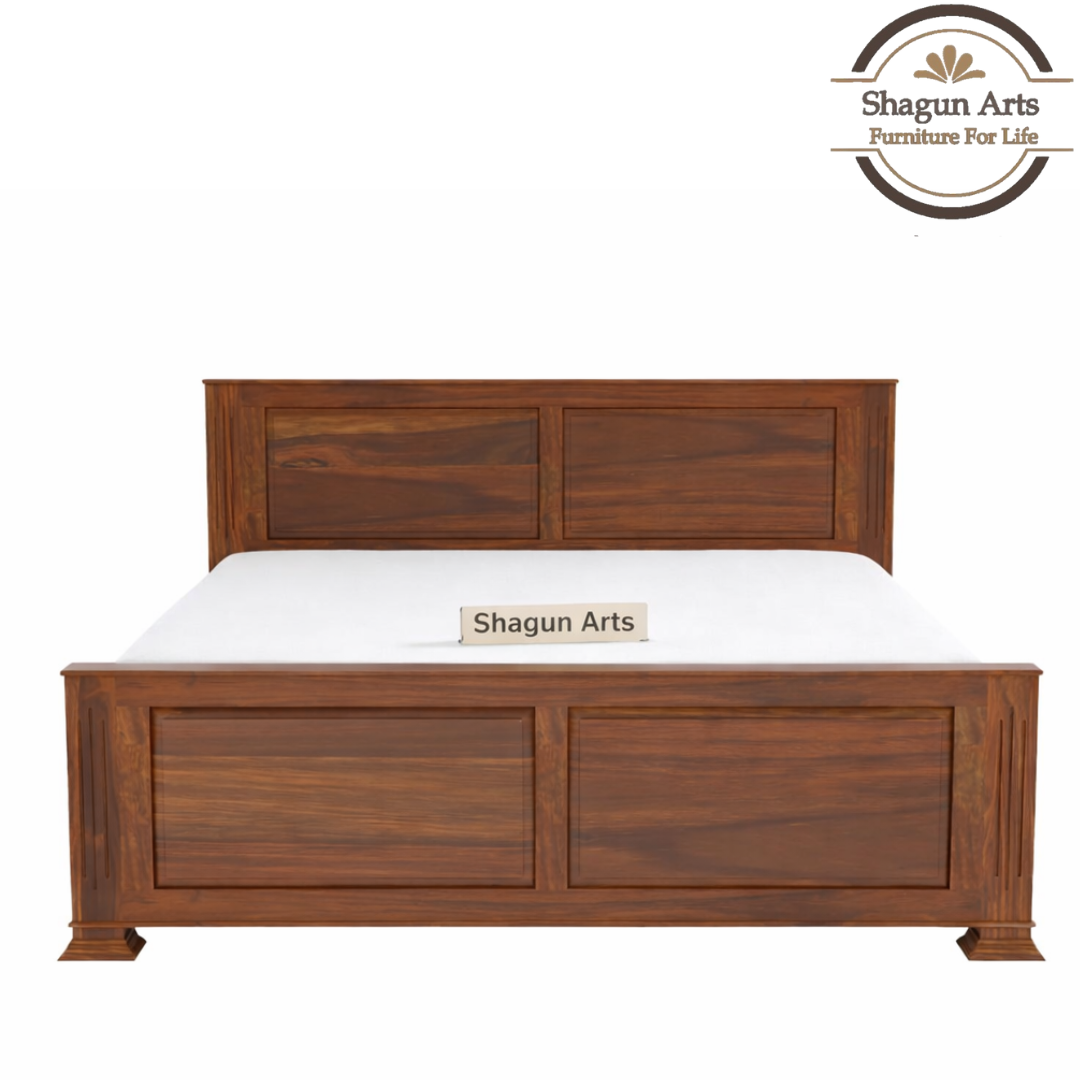 Calista Solid Sheesham Wood King Size Bed in Walnut Finish