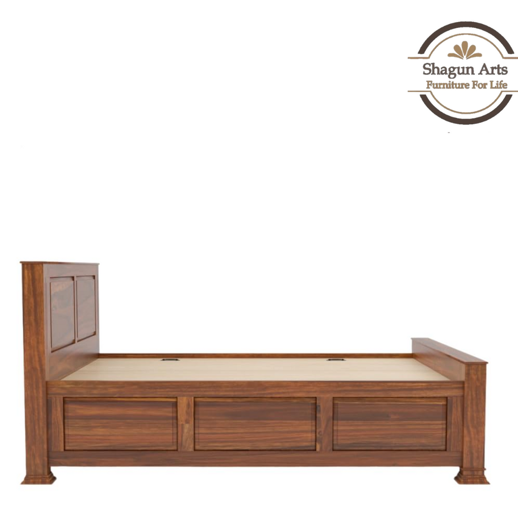 Calista Solid Sheesham Wood King Size Bed in Walnut Finish