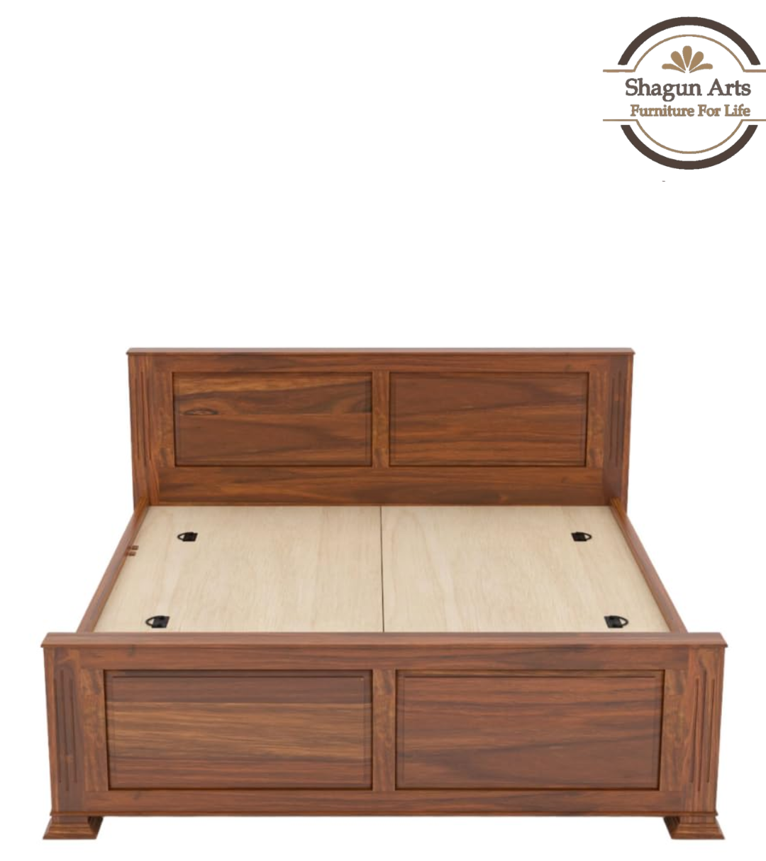 Calista Solid Sheesham Wood King Size Bed in Walnut Finish