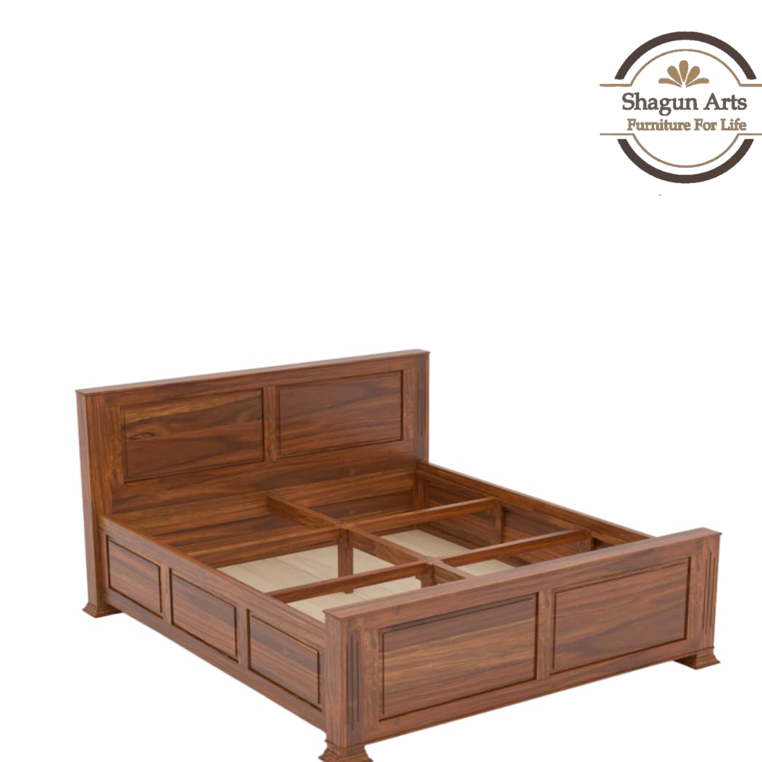 Calista Solid Sheesham Wood King Size Bed in Walnut Finish