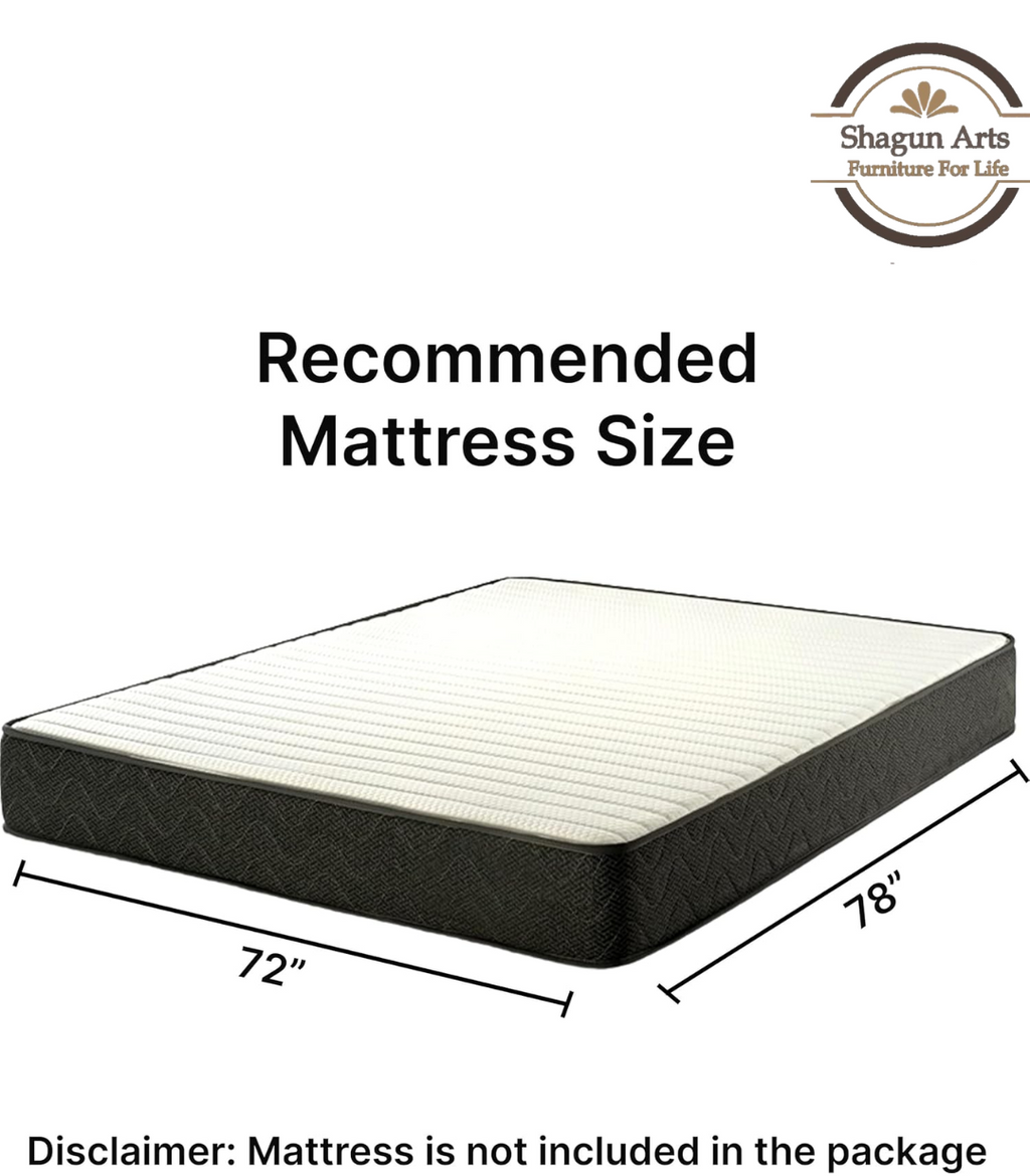 Calista Solid Sheesham Wood King Size Bed in Walnut Finish