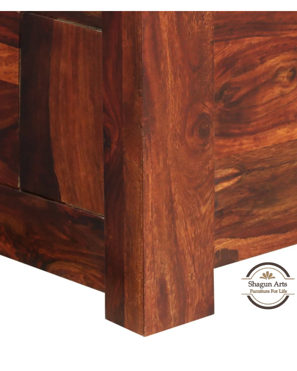 Denzel  Solid Wood King Size Bed with Storage in Honey Oak Finish