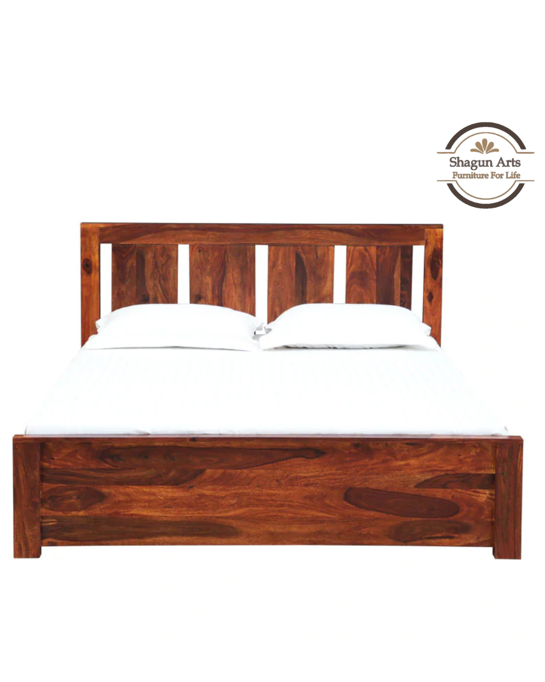 Denzel  Solid Wood King Size Bed with Storage in Honey Oak Finish