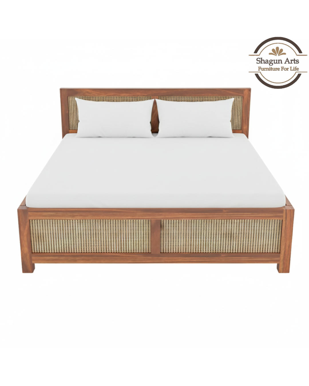 Dalton Solid Sheesham Wood King Size Bed in Natural Finish