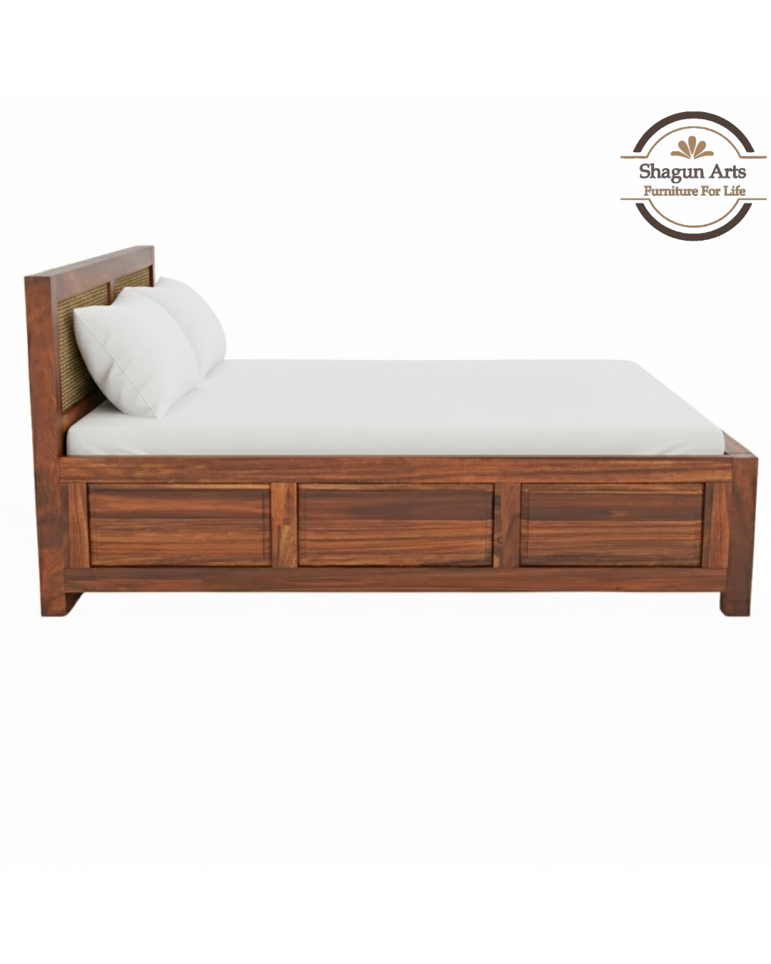 Dalton Solid Sheesham Wood King Size Bed in Natural Finish