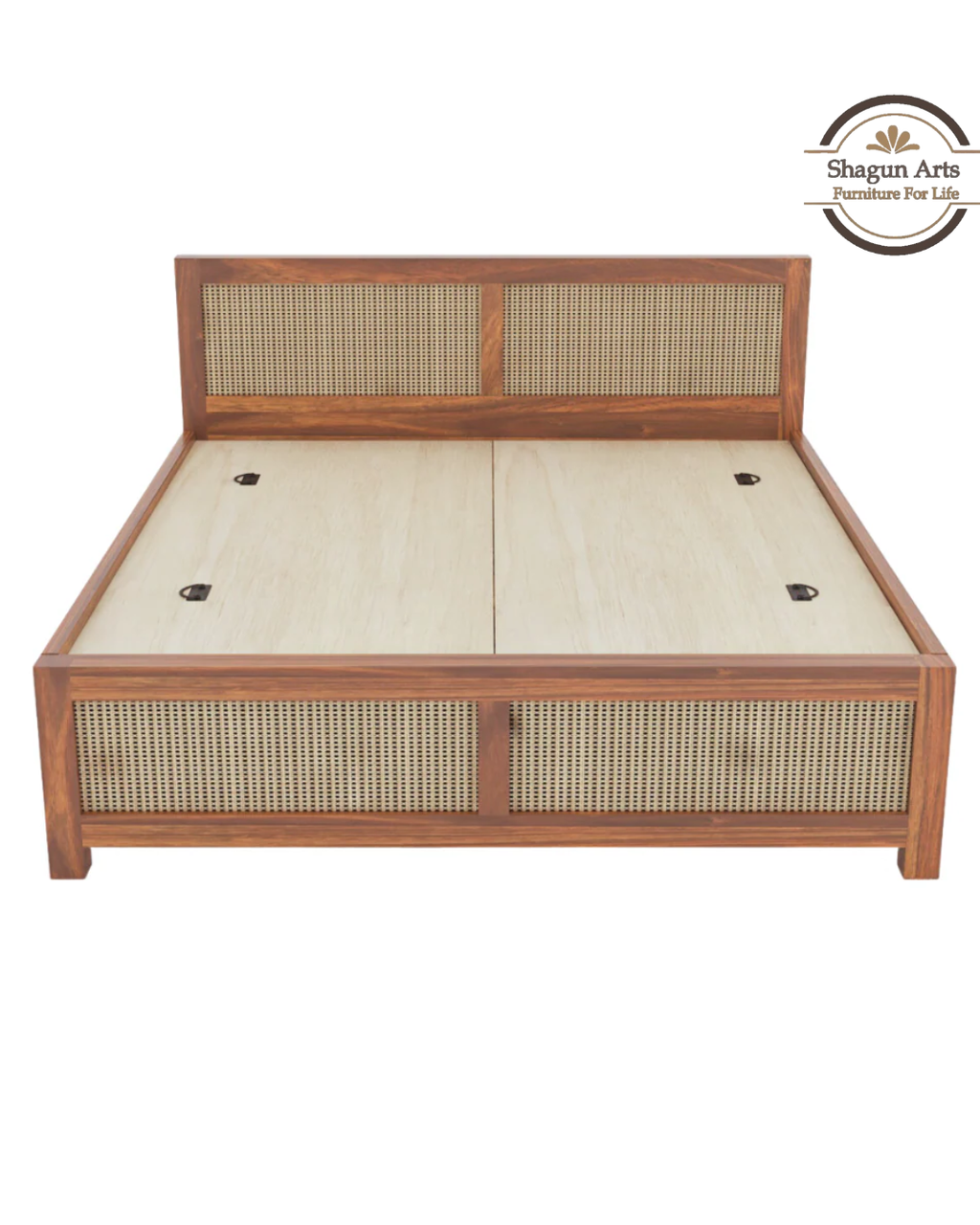 Dalton Solid Sheesham Wood King Size Bed in Natural Finish