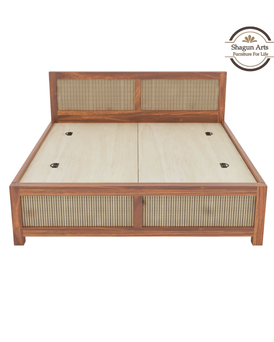 Dalton Solid Sheesham Wood King Size Bed in Natural Finish