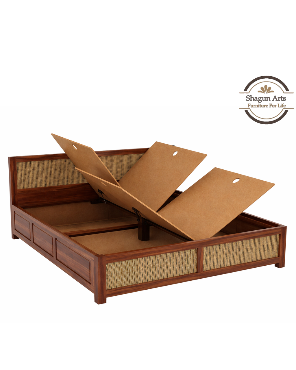 Dalton Solid Sheesham Wood King Size Bed in Natural Finish