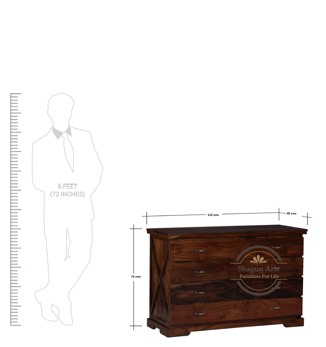 Abbey Wooden Chest of Drawer for Living Storage