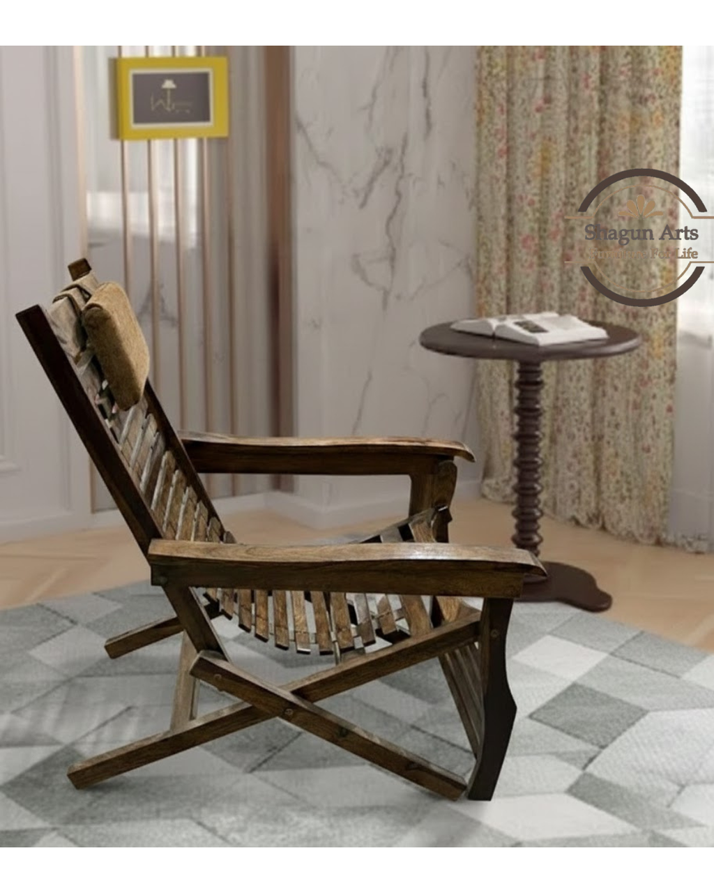 Sheesham Wood Folding Relaxing Beach Chair