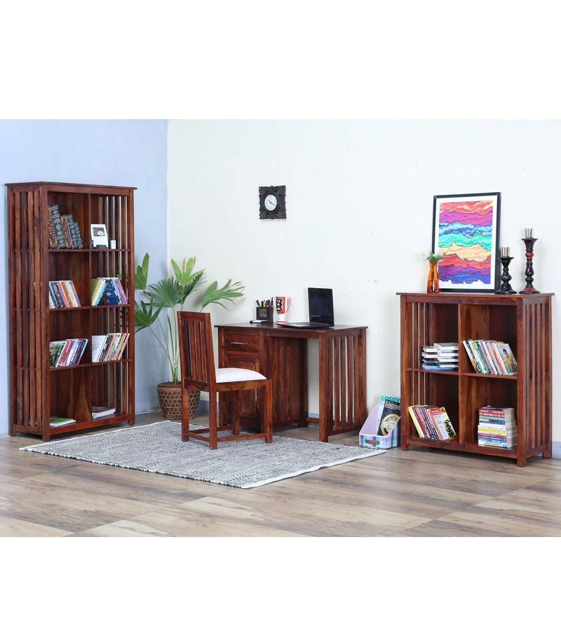 Osias Solid Wood Book Shelf in Honey Oak Finish