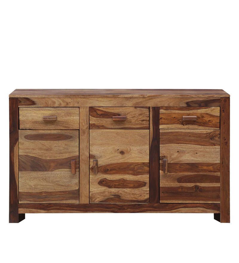 Warrican Solid Wood Sideboard in Rustic Teak Finish