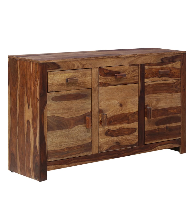 Warrican Solid Wood Sideboard in Rustic Teak Finish