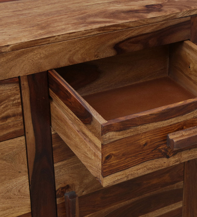 Warrican Solid Wood Sideboard in Rustic Teak Finish