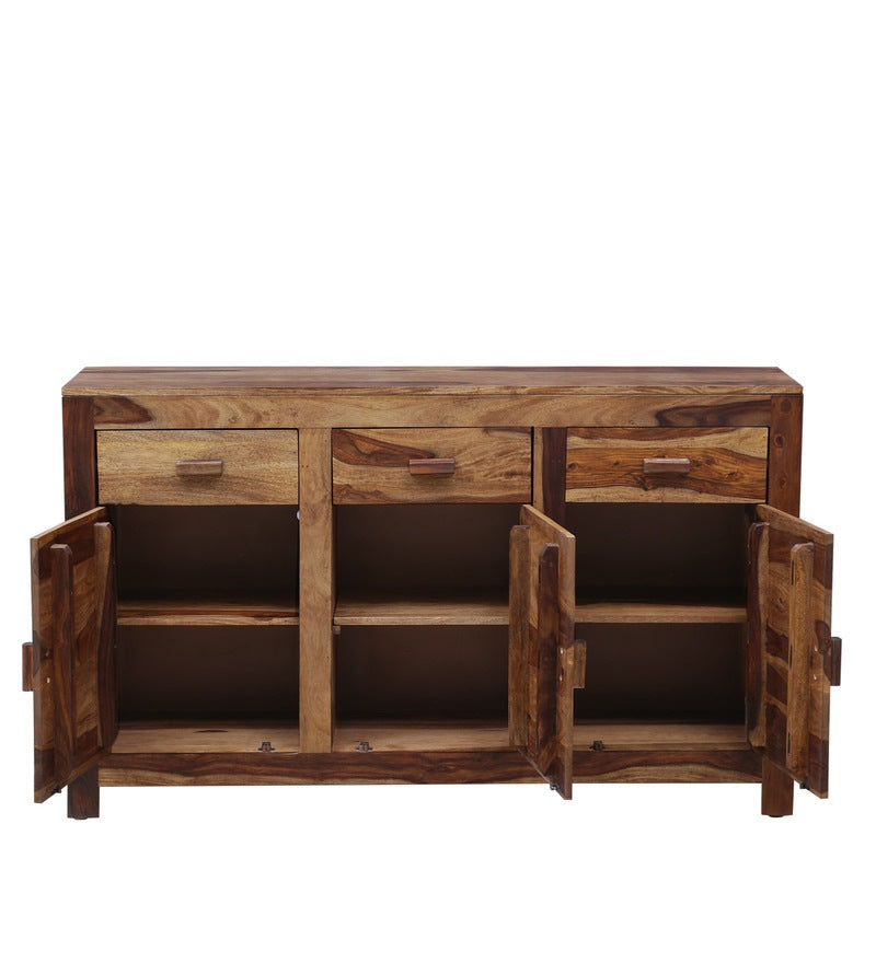 Warrican Solid Wood Sideboard in Rustic Teak Finish