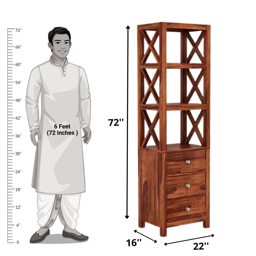 Hestia Solid Sheesham Wood Bookshelf