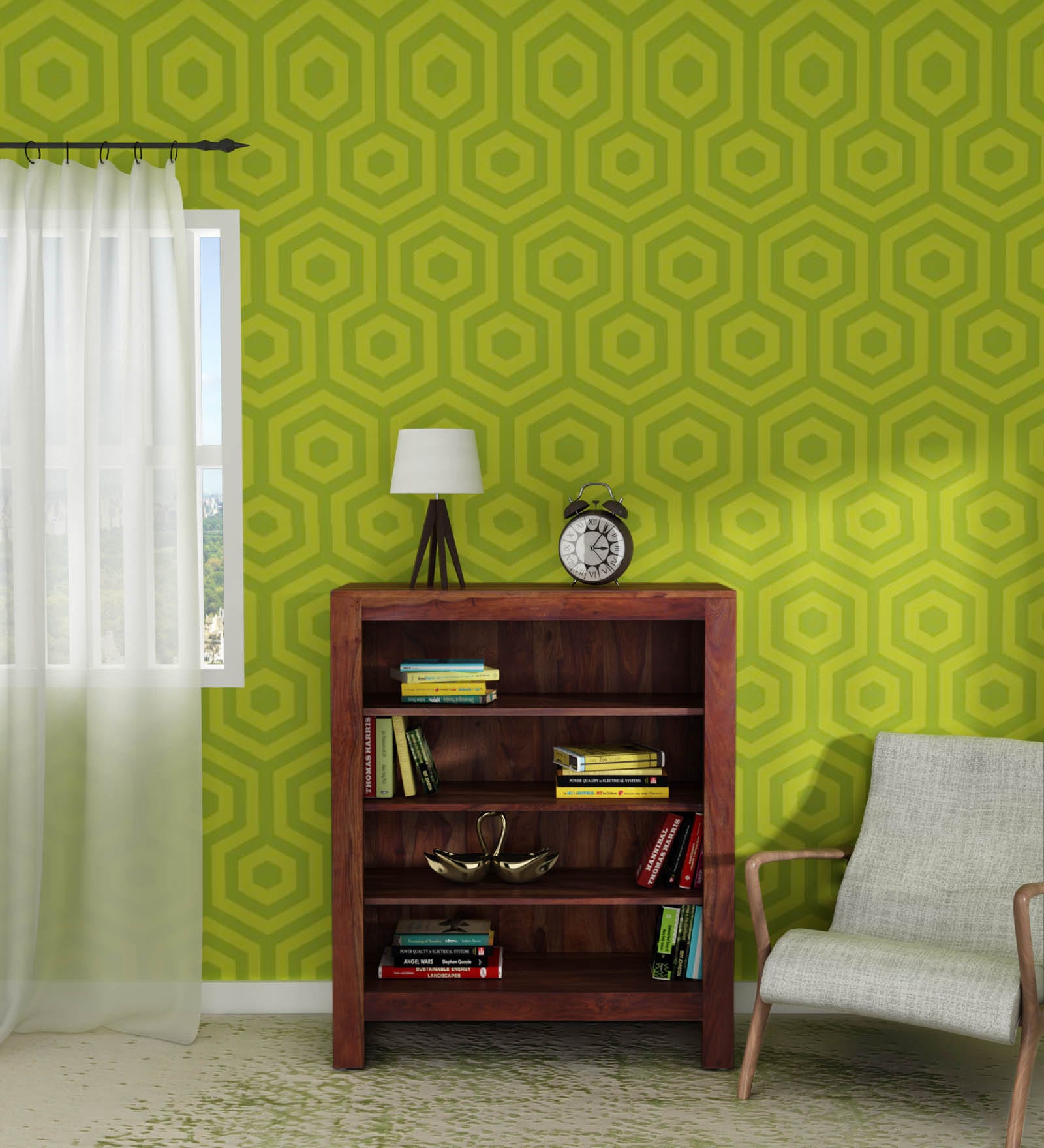 Greta Solid Wood Book Shelf in Provincial Teak Finish
