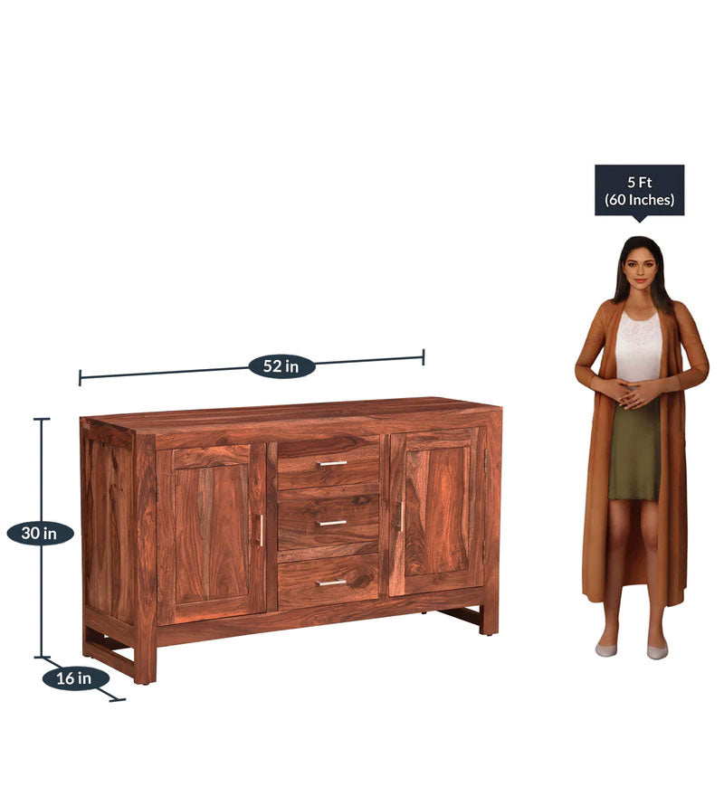 Jett Sideboard Solid Wood Sideboard in Rustic Teak Finish
