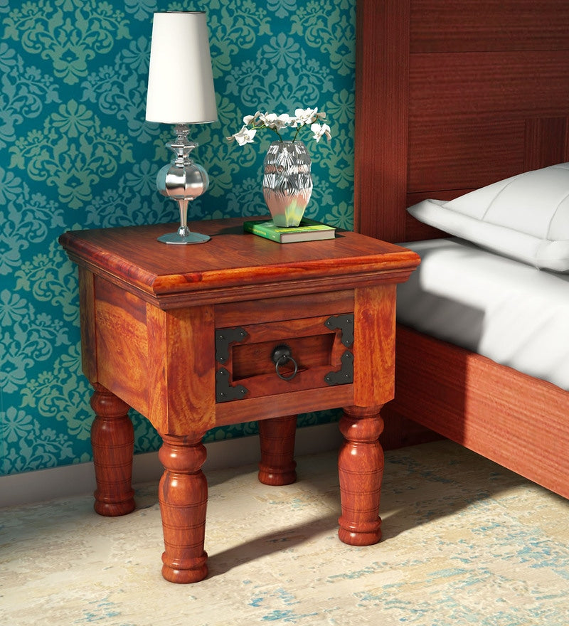 Wagner Bed Ayasa Solid Wood Night Stand in Honey oak Finish
