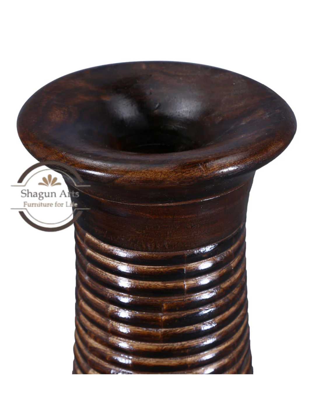 Handcrafted Tall Carved Wooden Decorative Vase